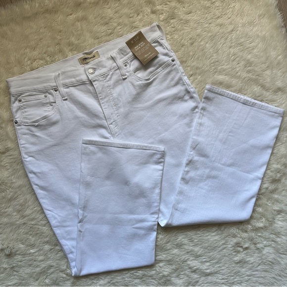 Madewell Jeans Petite Kick Out Crop Mid-Rise Stretch Pure White 31P NWT New - Picture 3 of 12